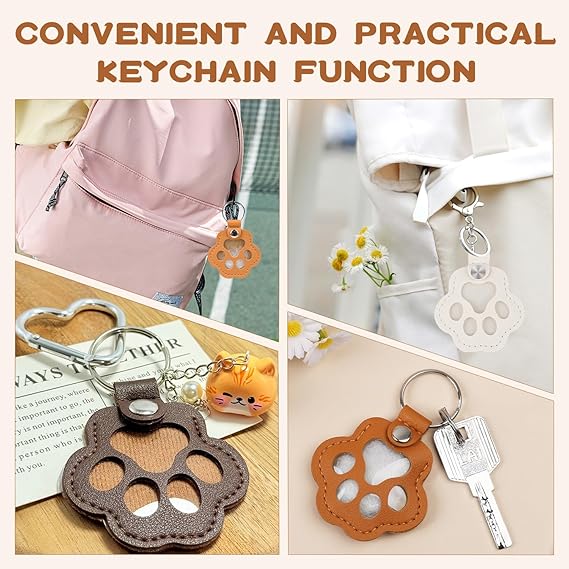 Cute Leather Paw Keychain for Dog or Cat Fur Memory Charm