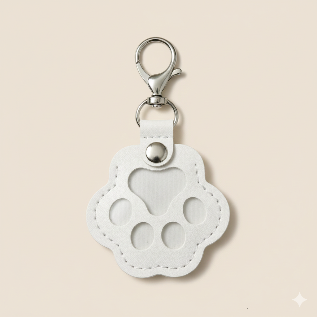 Cute Leather Paw Keychain for Dog or Cat Fur Memory Charm