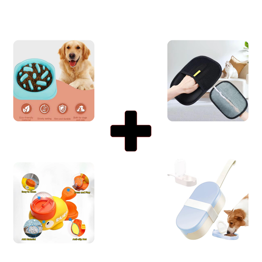Ultimate Pet Parent Pack (Slow feeder, Interactive Toy, Cleaning Glove, Water Dispenser)