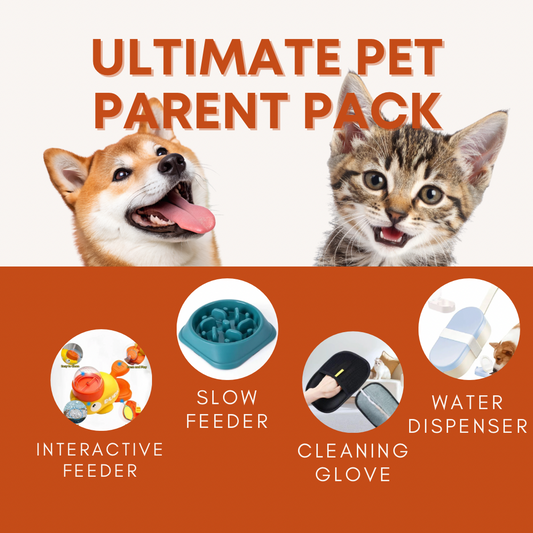 Ultimate Pet Parent Pack (Slow feeder, Interactive Toy, Cleaning Glove, Water Dispenser)