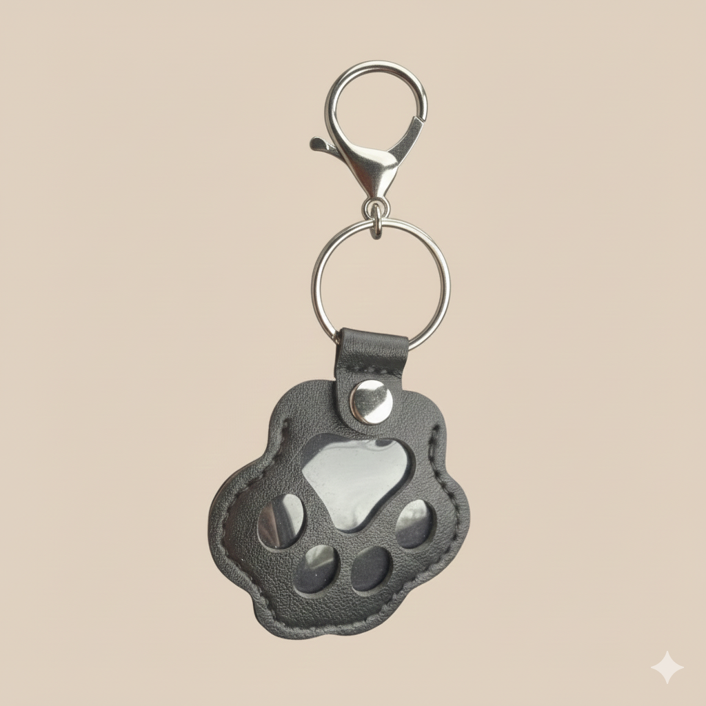 Cute Leather Paw Keychain for Dog or Cat Fur Memory Charm