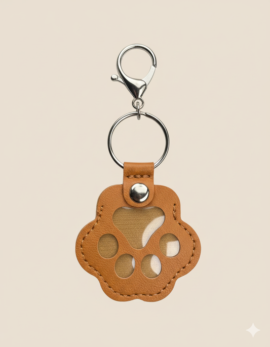 Cute Leather Paw Keychain for Dog or Cat Fur Memory Charm