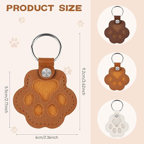 Cute Leather Paw Keychain for Dog or Cat Fur Memory Charm
