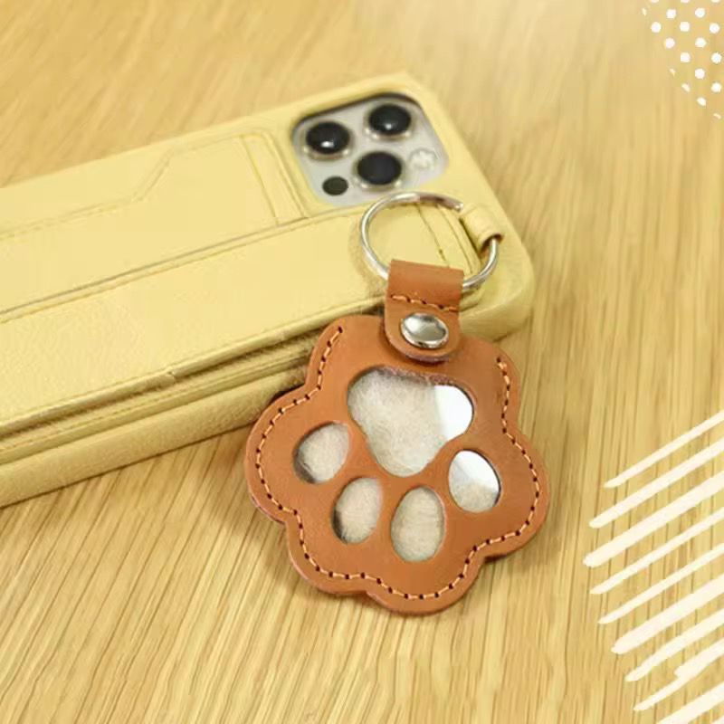 Cute Leather Paw Keychain for Dog or Cat Fur Memory Charm