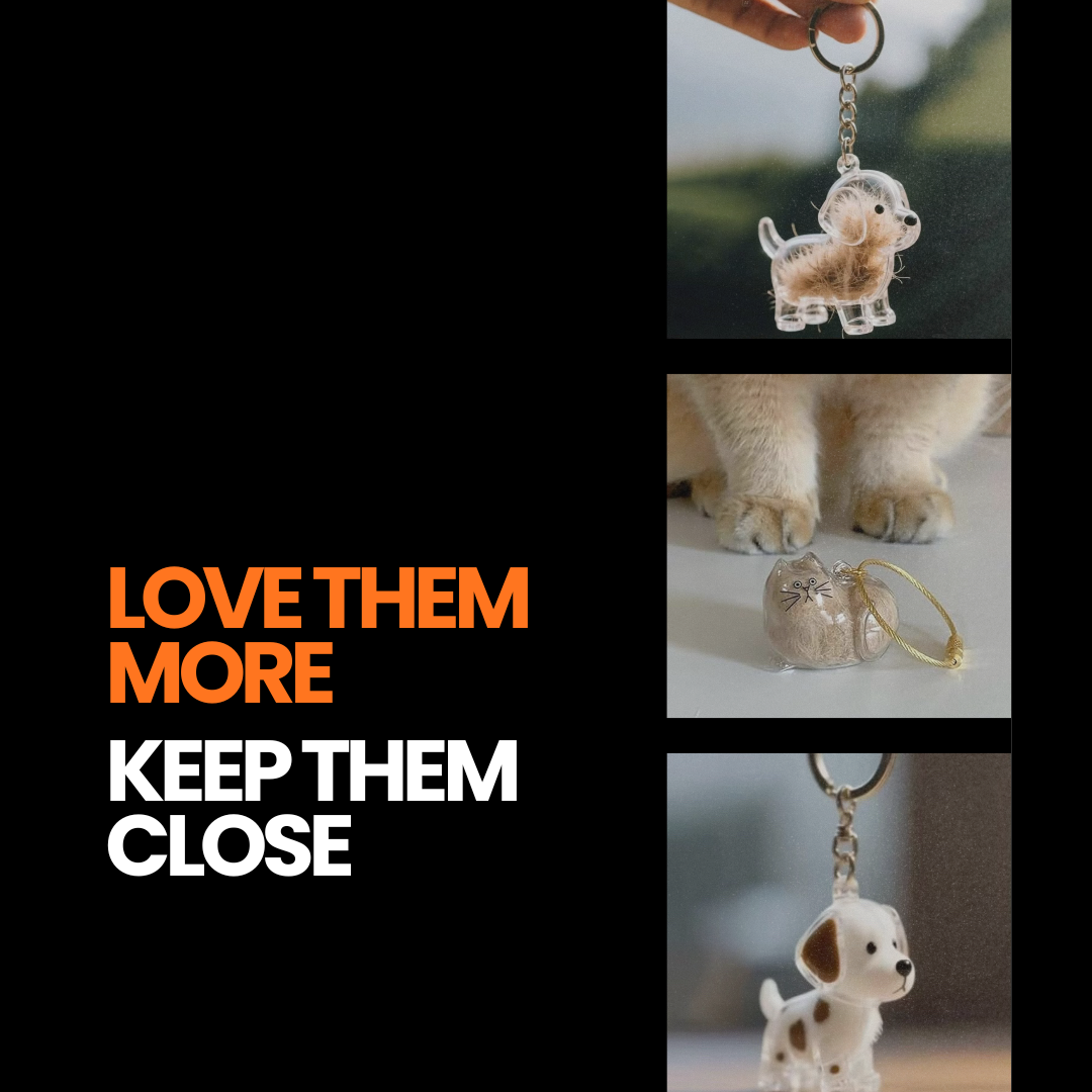 Pet fur memory keychain,  Creative Pet Fur Keepsake Holder, Can Be Used as Pendant, Gift & Memorial